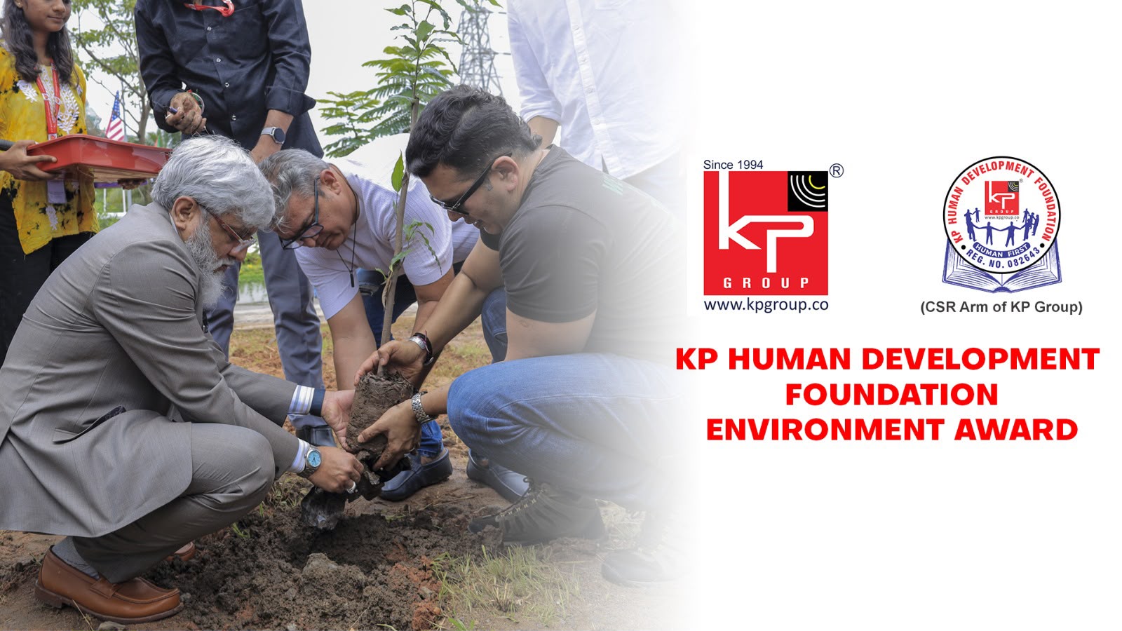 KP Human Development Foundation team and Dr. Faruk Patel planting trees as part of KP Group's environmental initiatives