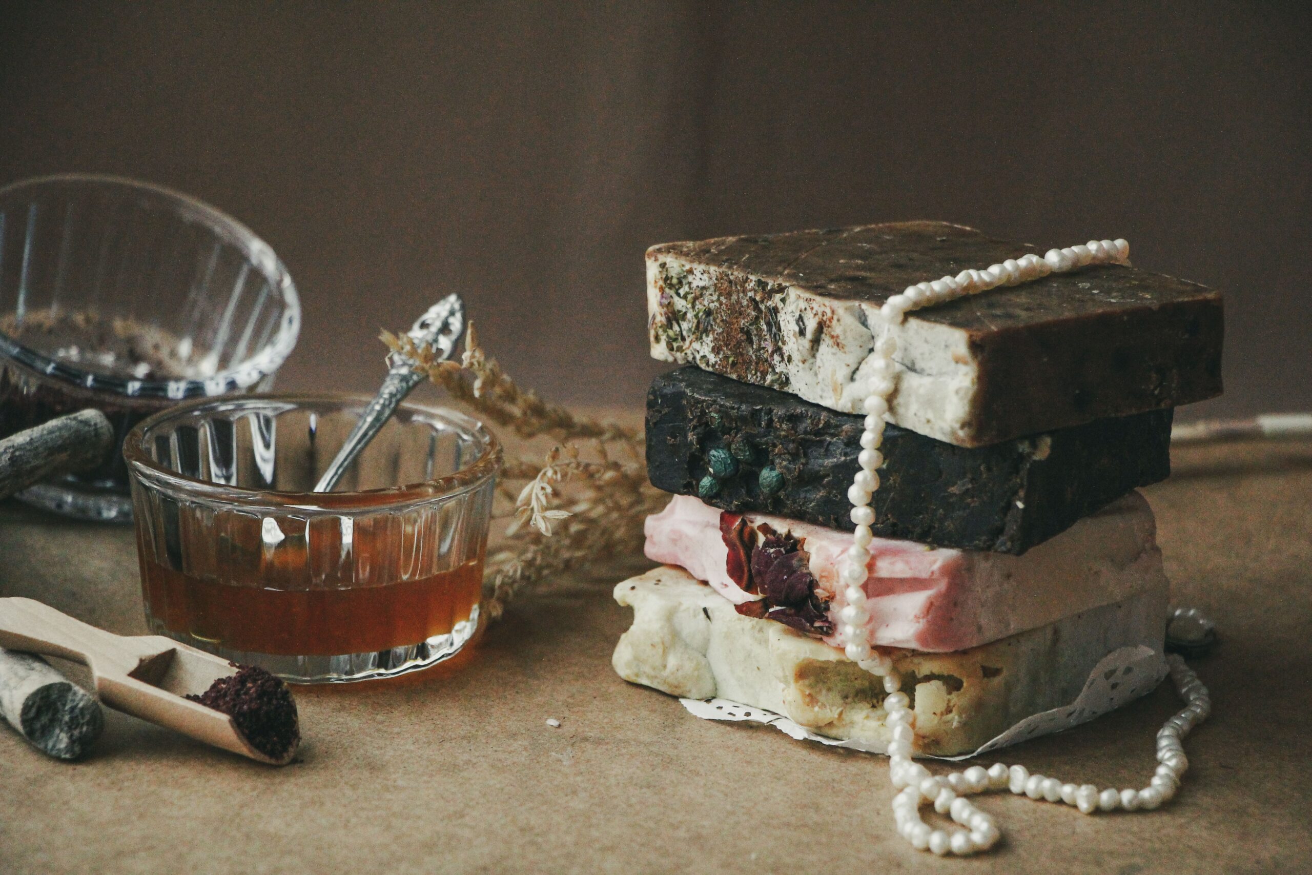 Stack of handmade natural soap bars, representing a home-grown eco-friendly product business in India