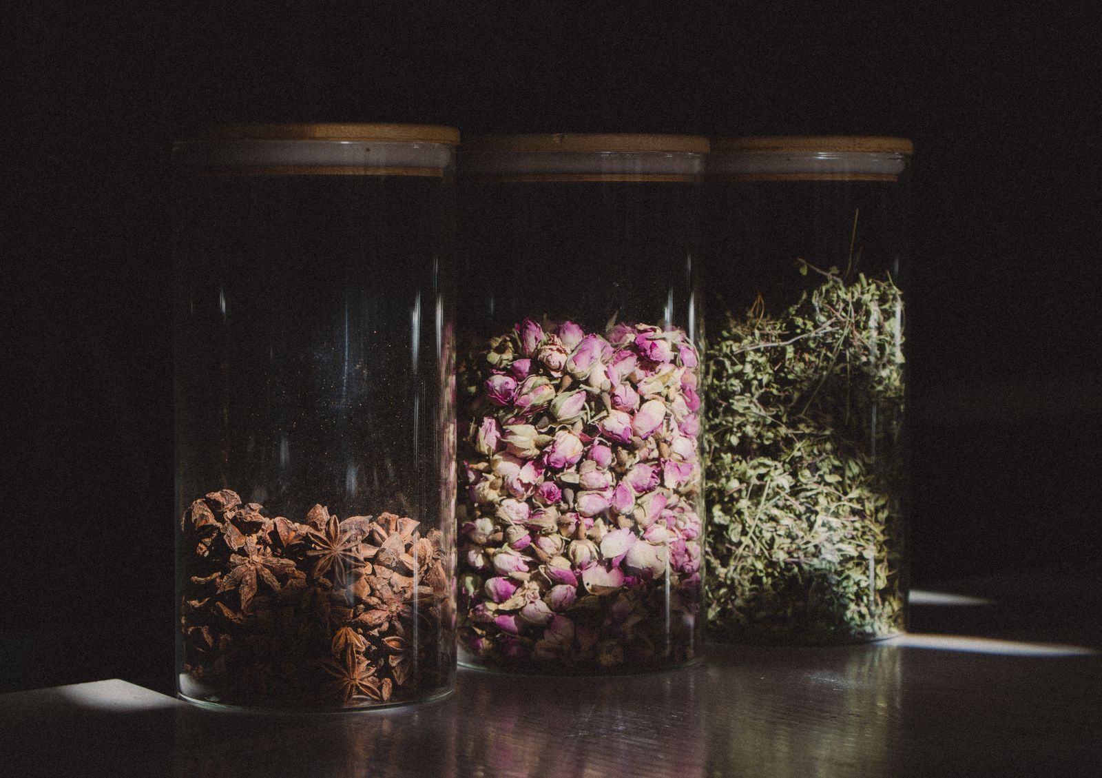 Dried medicinal herbs and botanicals used in Ayurvedic and herbal products