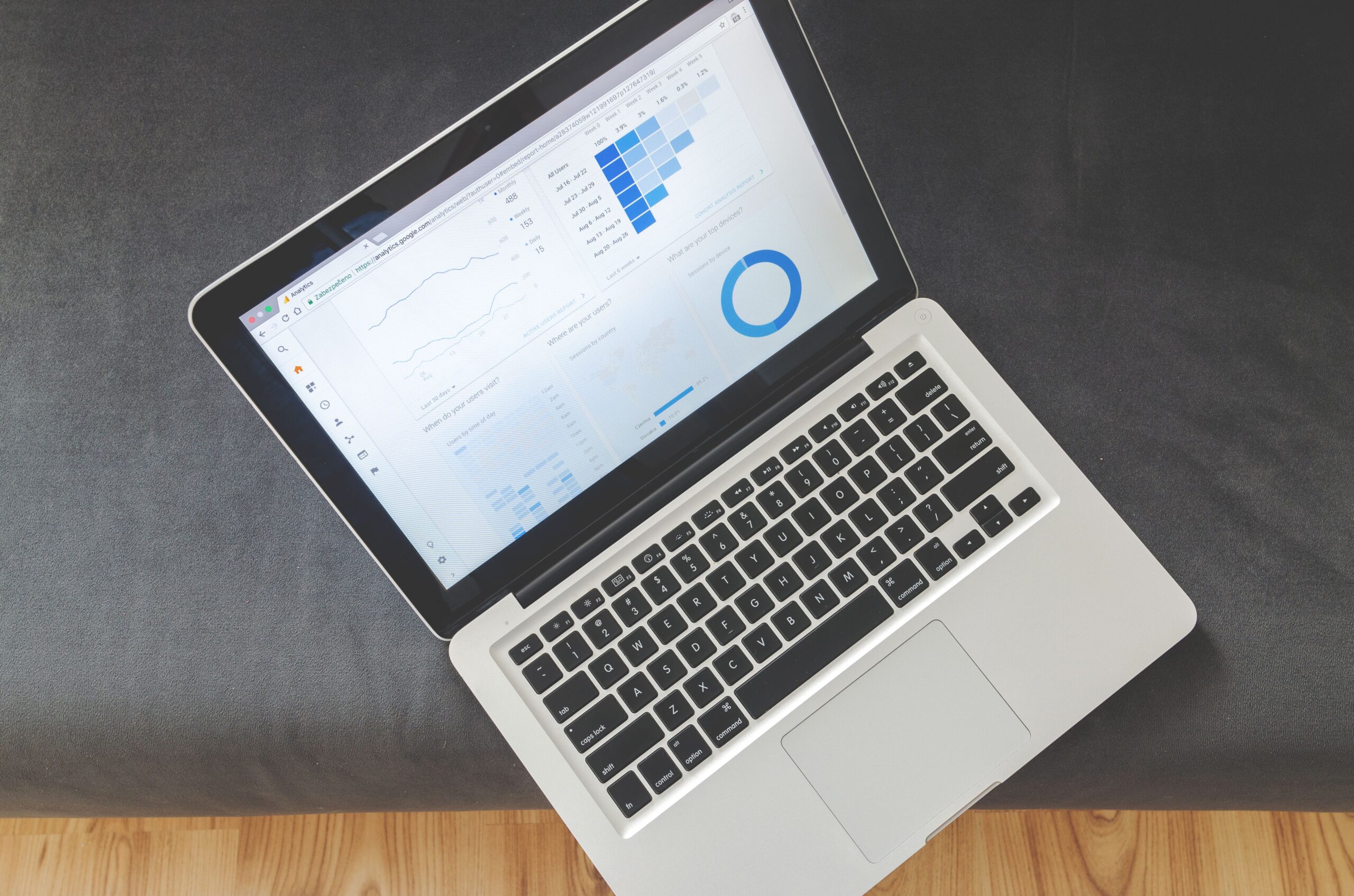 Laptop screen showing a data reporting dashboard used to evaluate carbon accounting tools