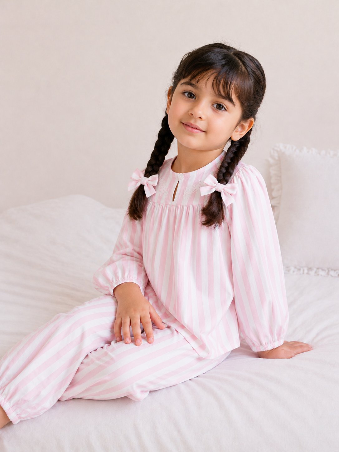 Pink Stripe Night Suit — Back view