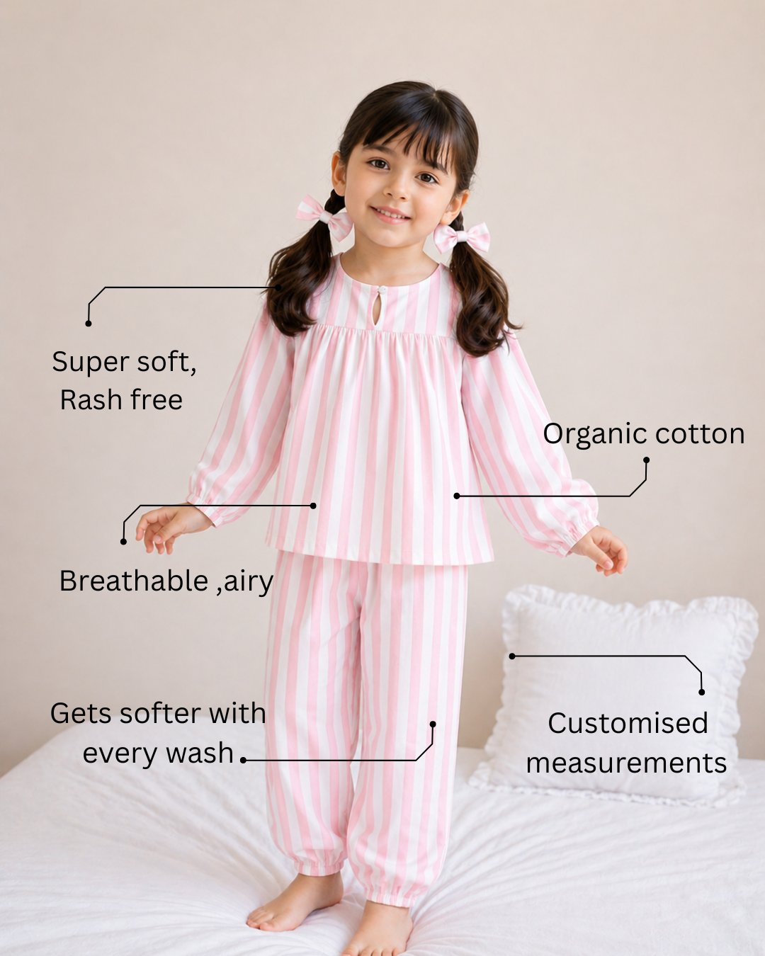 Pink Stripe Night Suit — Lifestyle shot