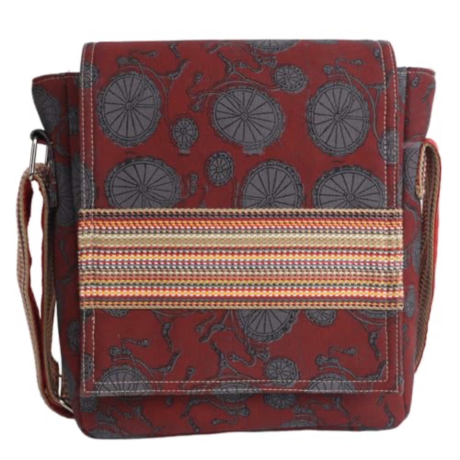 Indha hand block printed cotton canvas sling bag