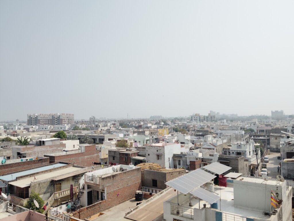 Rooftop solar panels installed on an Indian residential building under PM Surya Ghar scheme