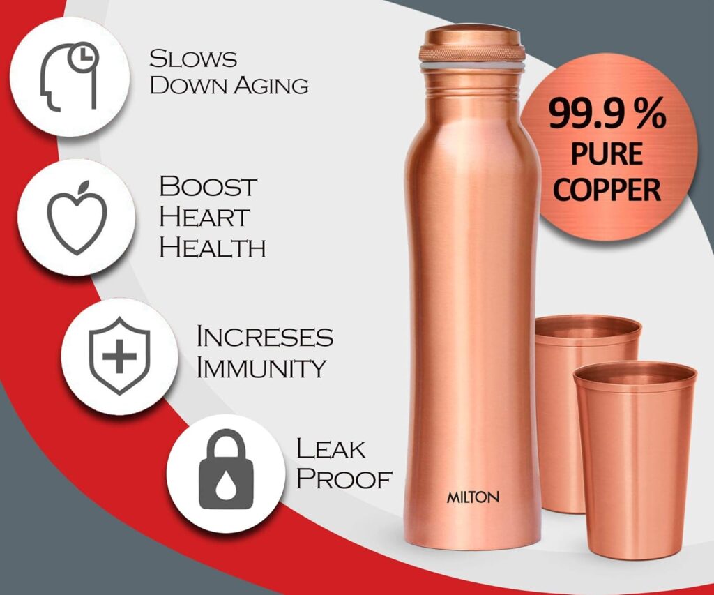 Milton Copperas copper water bottle gift set for corporate gifting