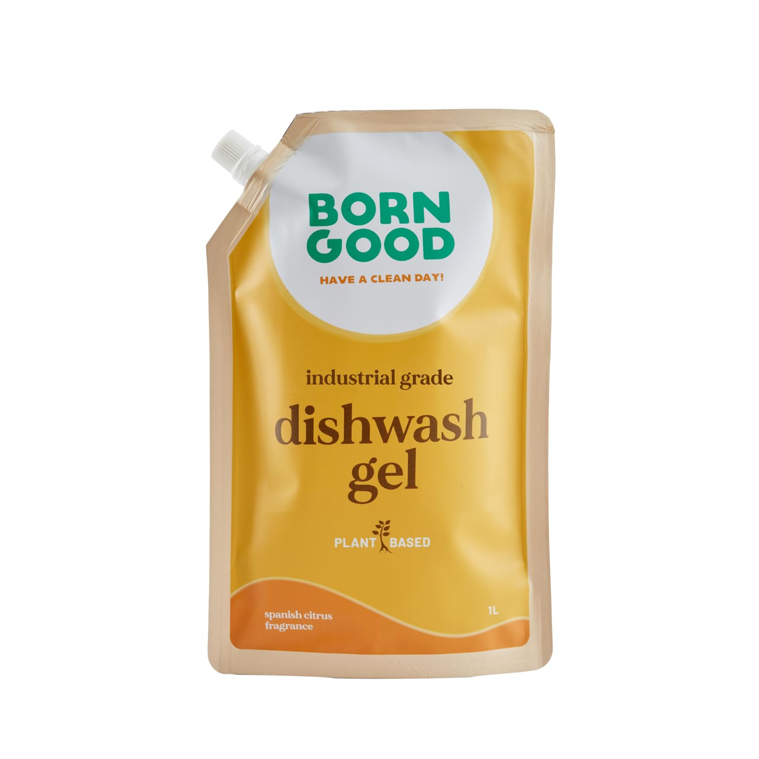 Born Good plant-based dishwash gel bottle Spanish citrus fragrance