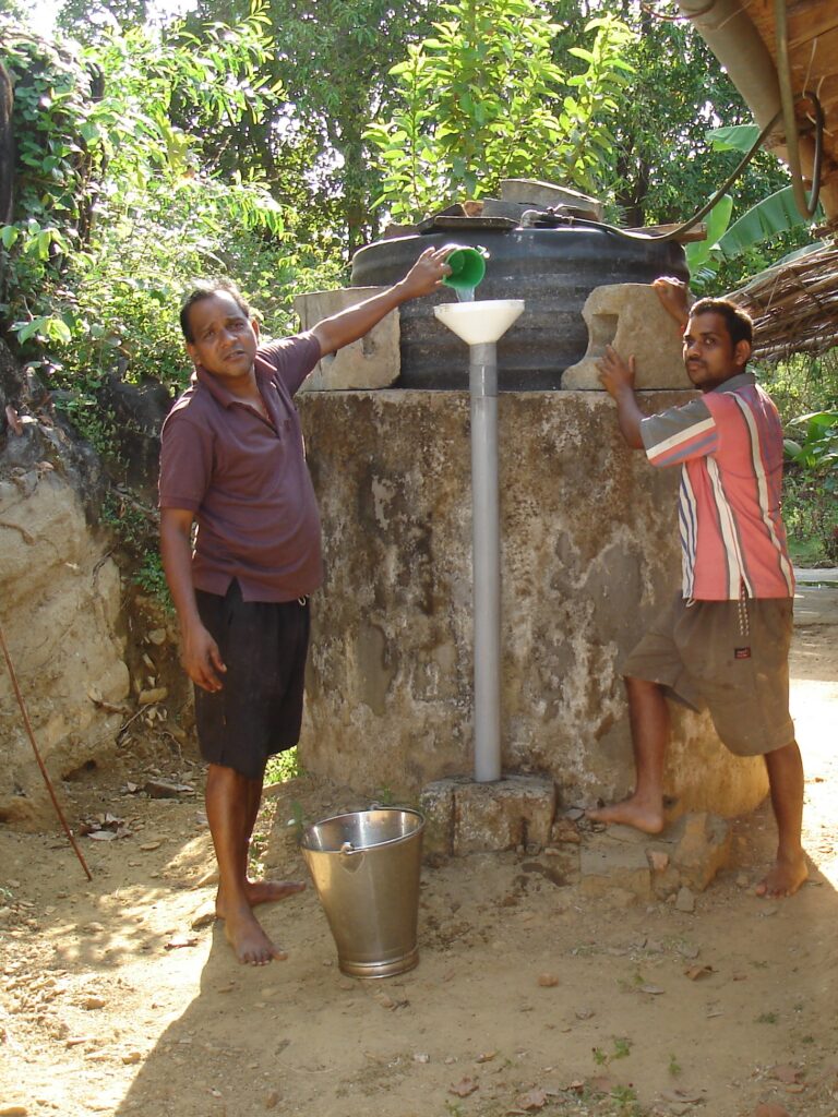 A small household biogas digester built in a rural courtyard using kitchen and organic waste