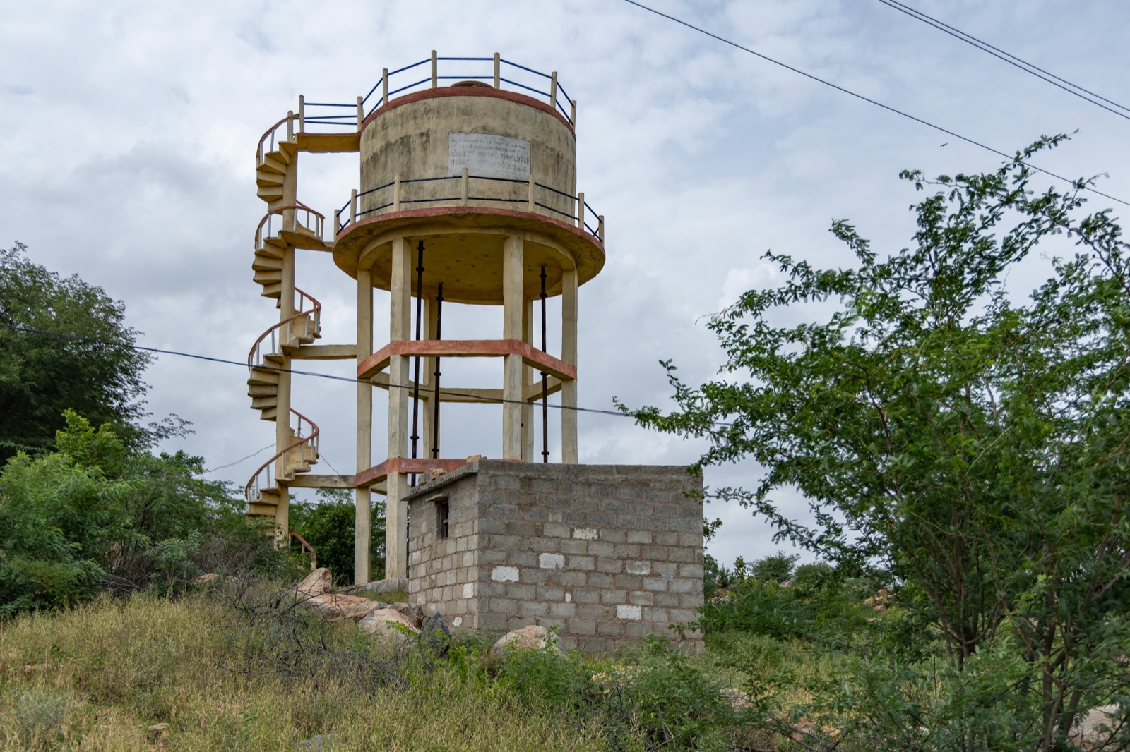 Overhead water tank supplying a rural village in Karnataka, part of India's rural drinking water infrastructure