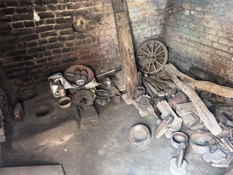 Tools and equipment inside a small-scale traditional manufacturing workshop in India