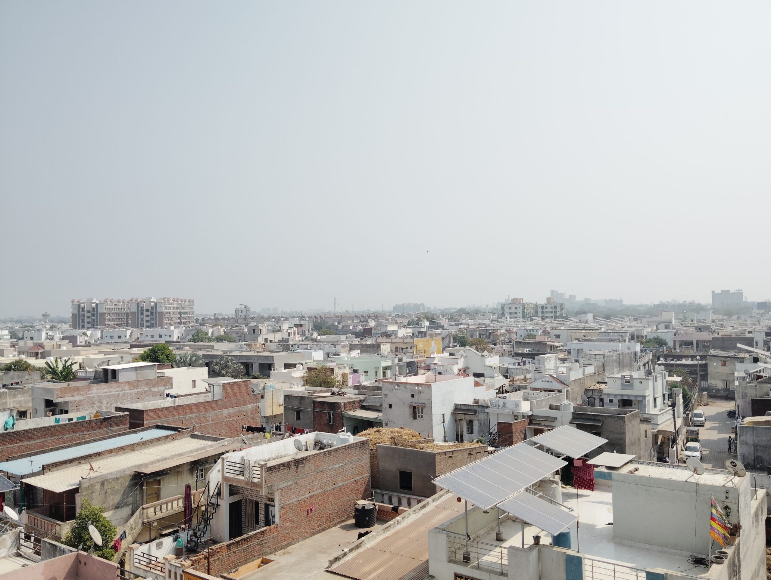 Rooftop solar panels installed on a residential home in India