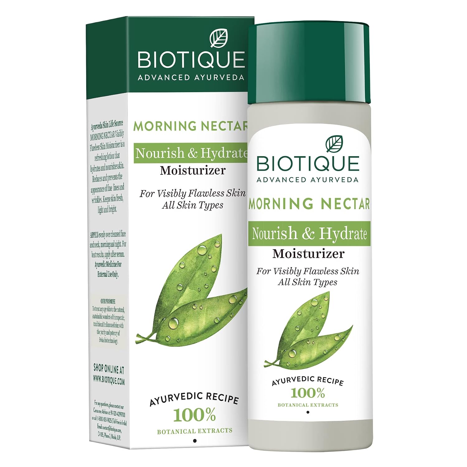 Biotique Morning Nectar Moisturizer, an organic skincare product with wild turmeric and honey formula, 120ml