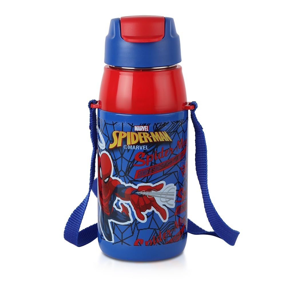 Cello Puro Steel-X Hydra Kid 400 inner steel insulated water bottle, Spiderman print, 400ml, kids reusable bottle