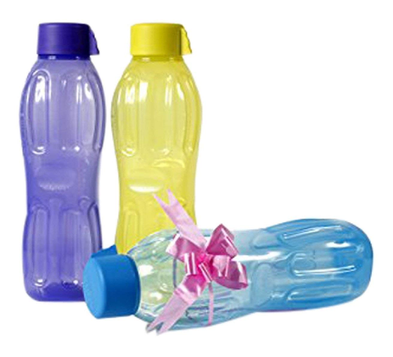 SignoraWare Aqua Fresh BPA free plastic water bottles, set of 3, 1 litre each, multicolour reusable bottles