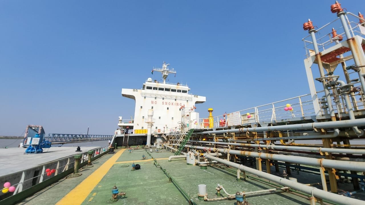 Ship berthed at Oil Jetty No. 7 of Deendayal Port, Kandla