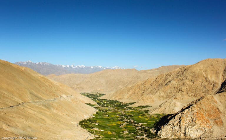 Wide view of the Changthang valley cold-desert landscape in Ladakh, India