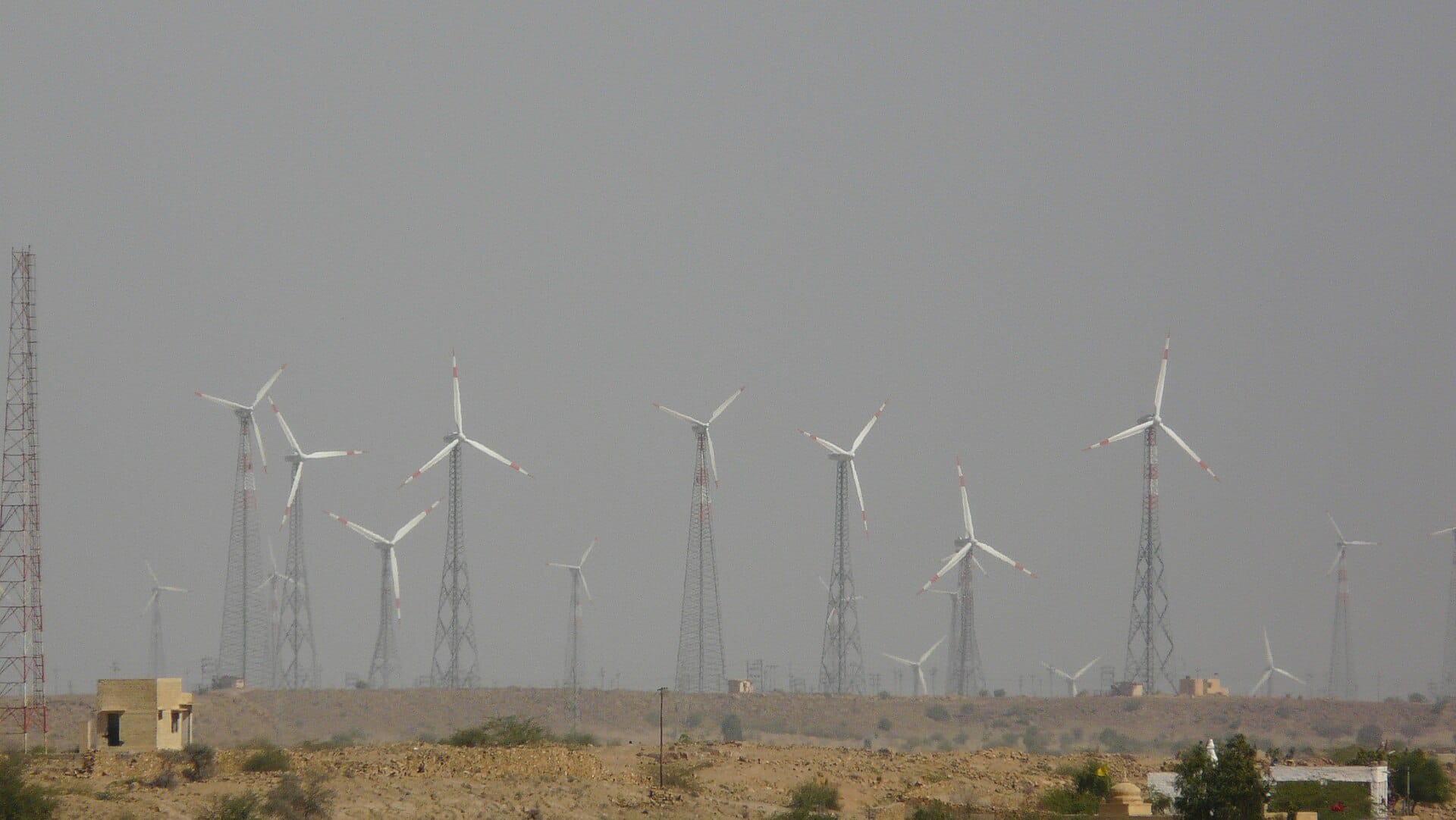 Wind turbines in the Thar desert near Jaisalmer, part of India’s renewable energy capacity