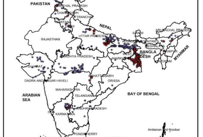 Locations of Arsenic Contamination in GroundWater in India